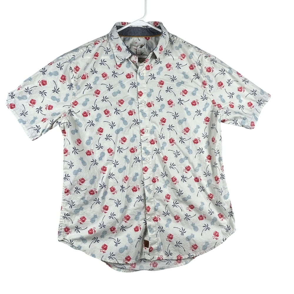 Fundamental Coast Mens Large Tropical Pineapple‎ Palm Tree Short Sleeve Shirt